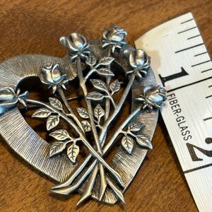 Heart Shaped Rose Floral Brooch JJ